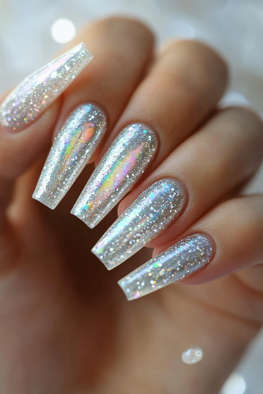 16. Iridescent Fairy Dust (Silver Nail Design Ideas) - Silver Nail Design Ideas
