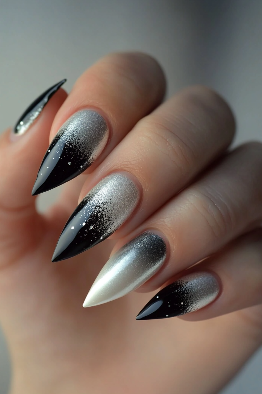19. Twilight Gradient (Silver Nail Design Ideas) - Silver Nail Design Ideas