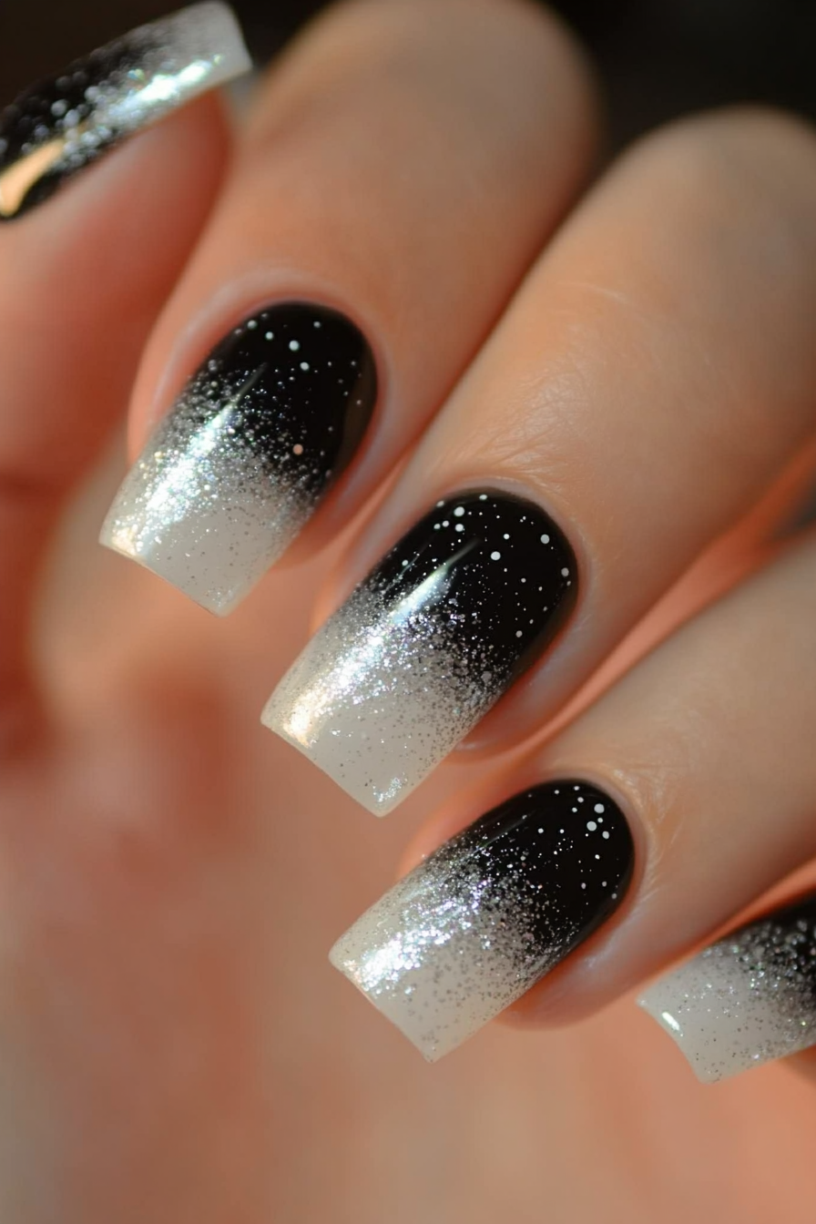 21. Galactic Starburst (Silver Nail Design Ideas) - Silver Nail Design Ideas