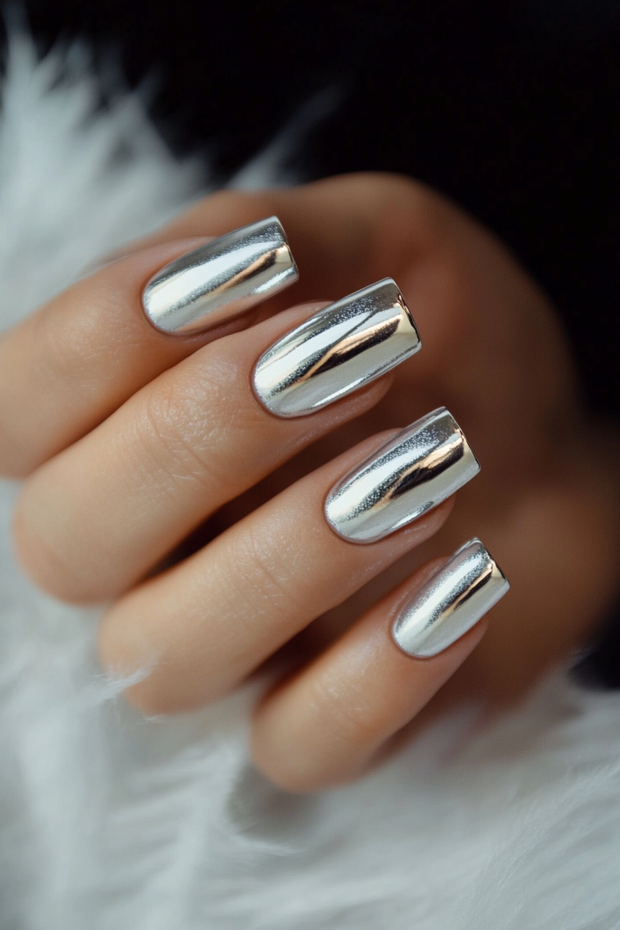 23. Silk Satin Silver (Silver Nail Design Ideas) - Silver Nail Design Ideas