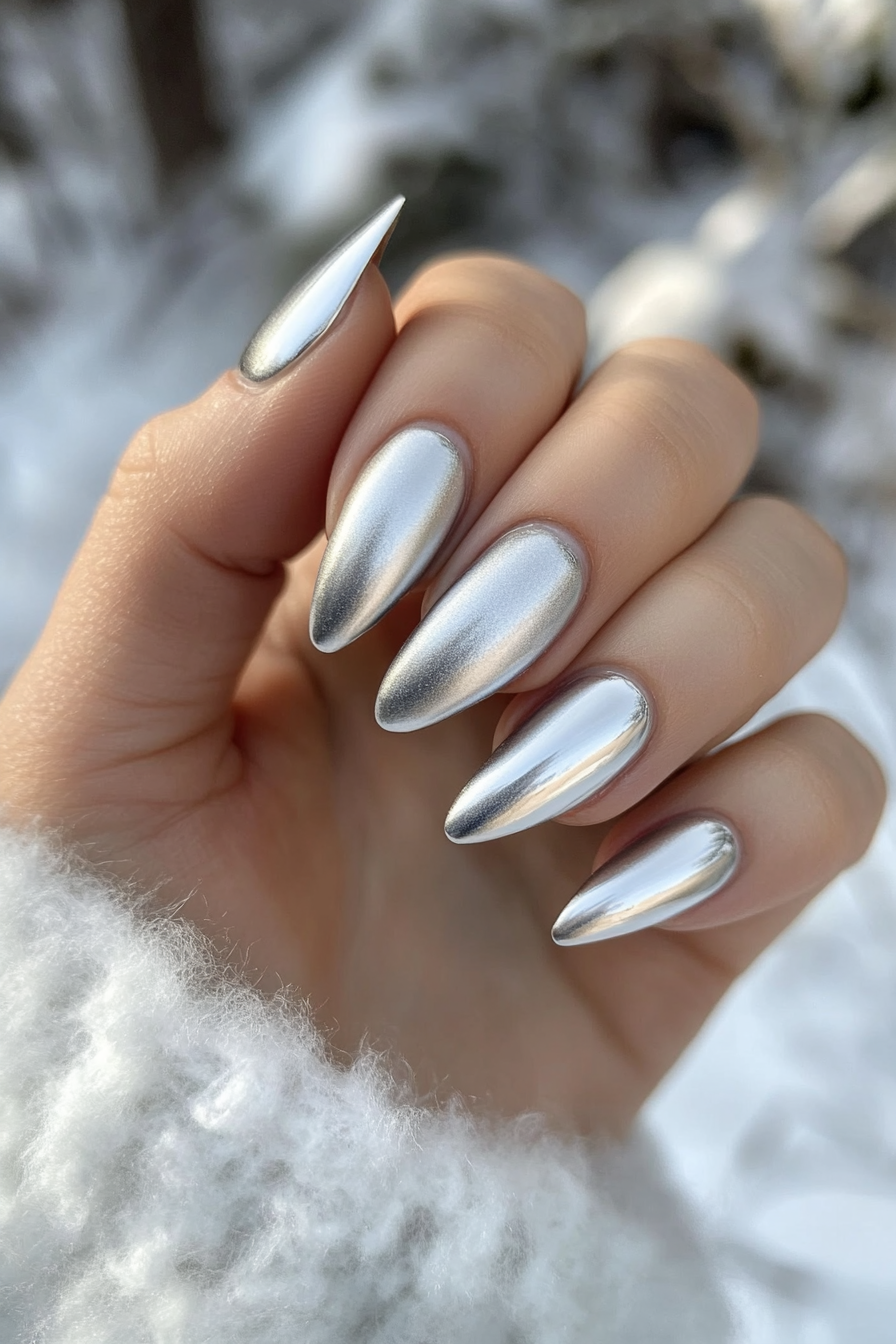 24. Edgy Matte Silver (Silver Nail Design Ideas) - Silver Nail Design Ideas