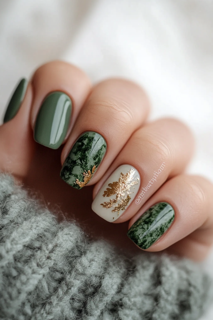 8. Mossy Chic (Simple Fall Nail Design Ideas) - Simple Fall Nail Design Ideas