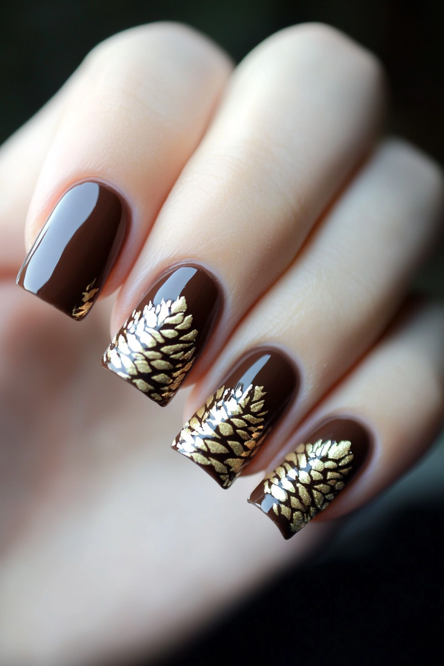 10. Pine Cone (Simple Fall Nail Design Ideas) - Simple Fall Nail Design Ideas