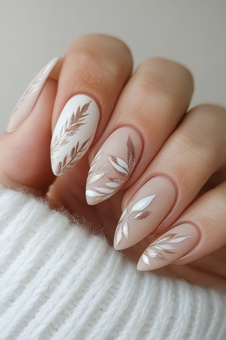 15. Frosted Leaves (Simple Fall Nail Design Ideas) - Simple Fall Nail Design Ideas