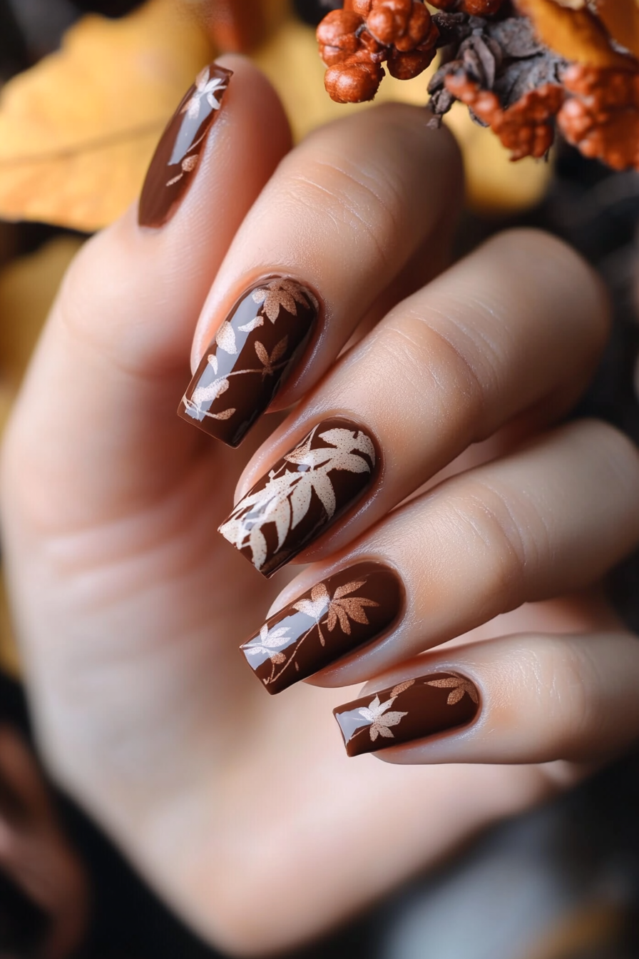 19. Woodland Escape (Simple Fall Nail Design Ideas) - Simple Fall Nail Design Ideas