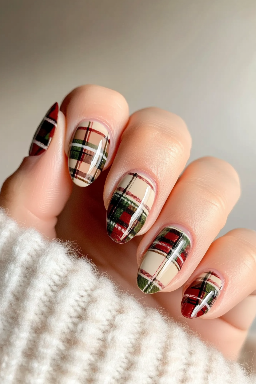 22. Cozy Plaid (Simple Fall Nail Design Ideas) - Simple Fall Nail Design Ideas