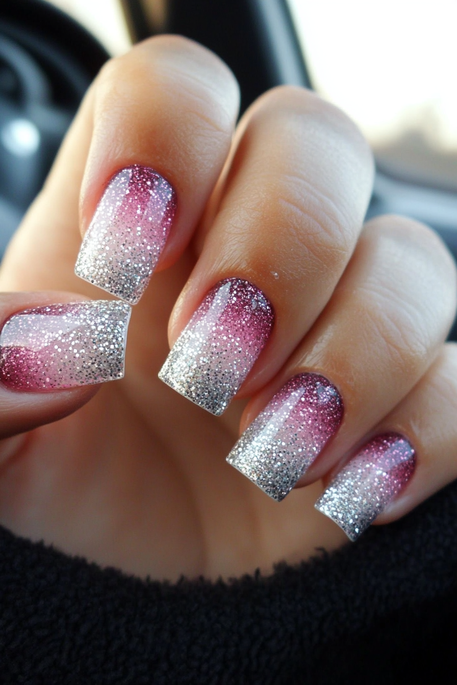 1. Glittering Ombre Delight (Sparkly Nail Design Ideas) - Sparkly Nail Design Ideas