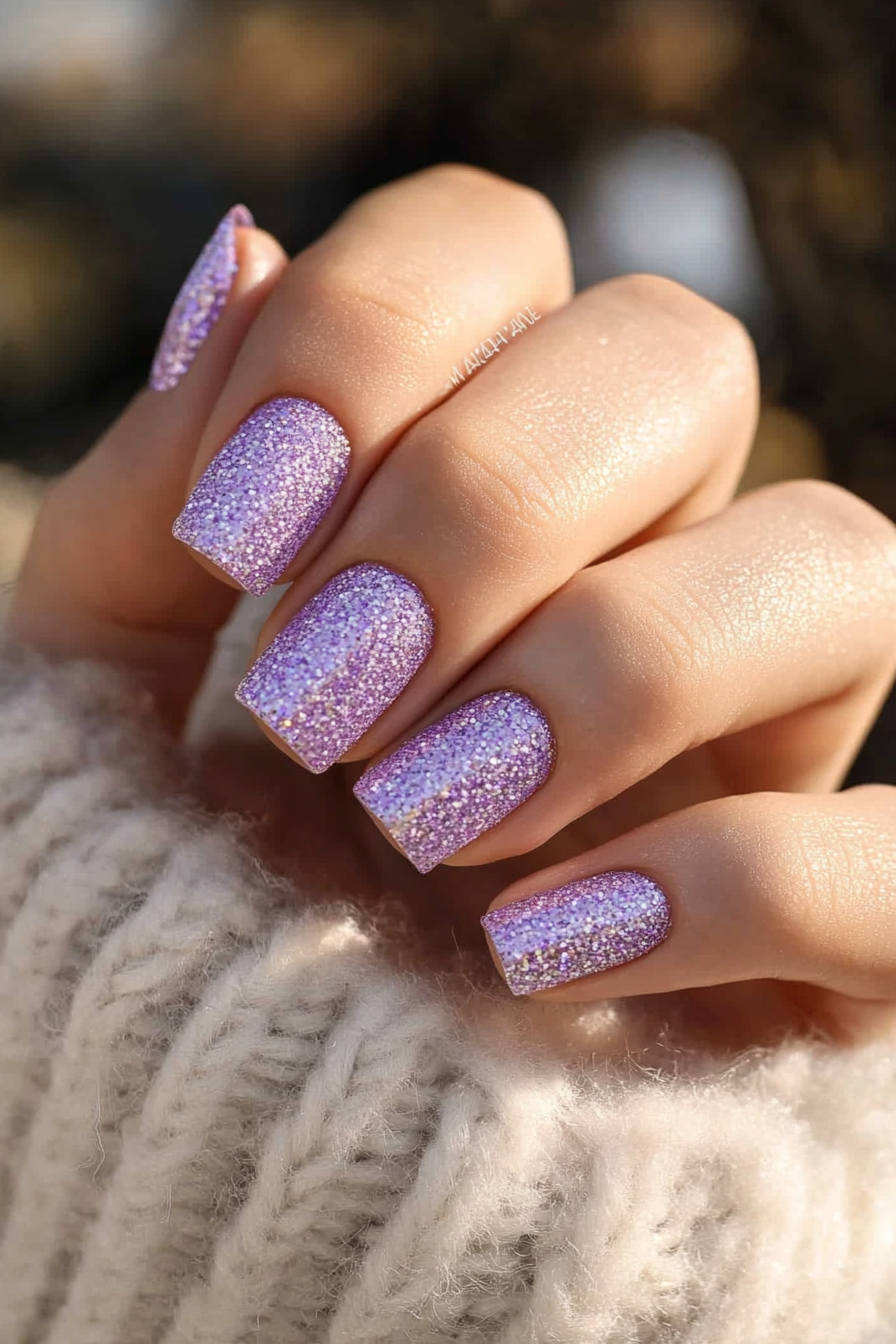 3. Lavender Stardust (Sparkly Nail Design Ideas) - Sparkly Nail Design Ideas