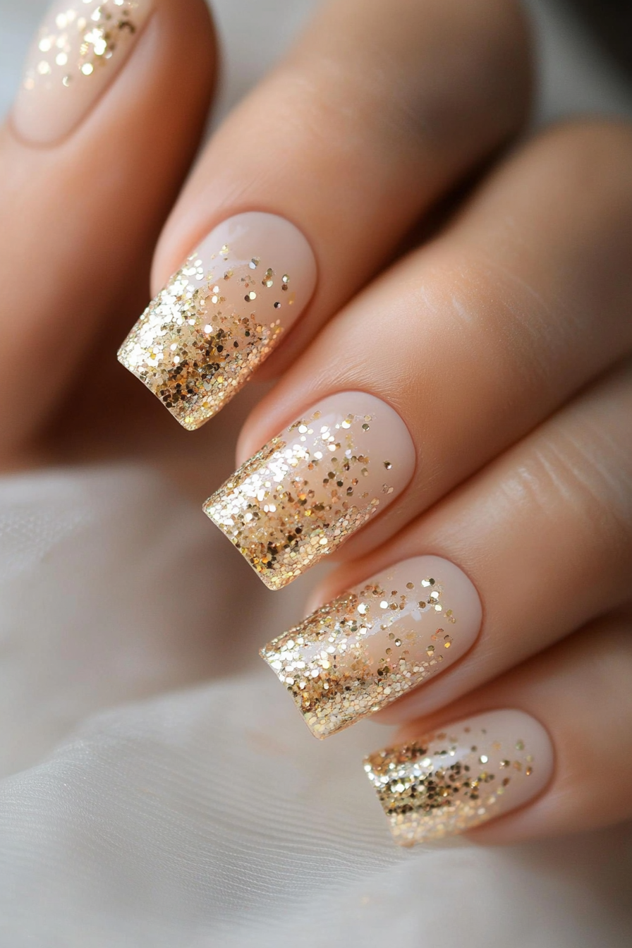 7. Champagne Sparkle (Sparkly Nail Design Ideas) - Sparkly Nail Design Ideas