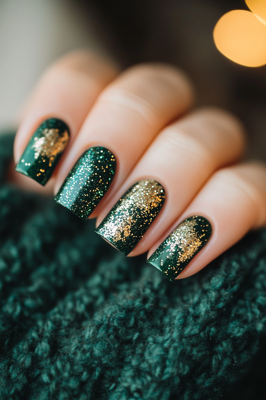 10. Emerald Shine (Sparkly Nail Design Ideas) - Sparkly Nail Design Ideas