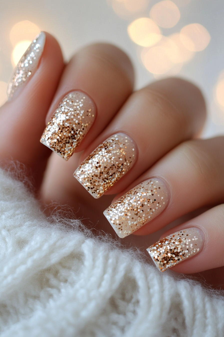 13. Peachy Glow (Sparkly Nail Design Ideas) - Sparkly Nail Design Ideas