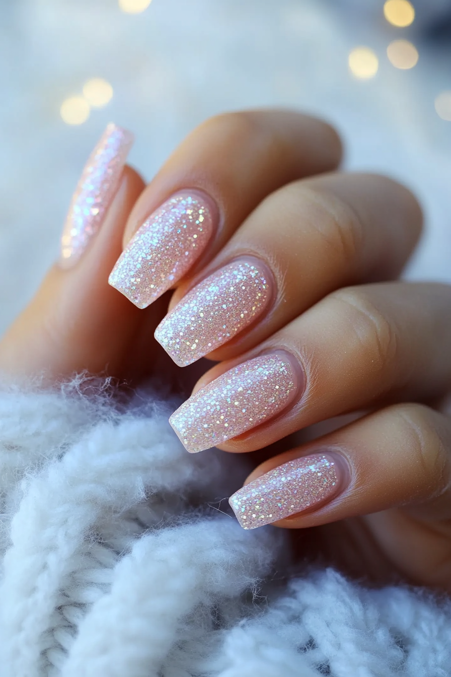 17. Blush Pink Sparkle (Sparkly Nail Design Ideas) - Sparkly Nail Design Ideas