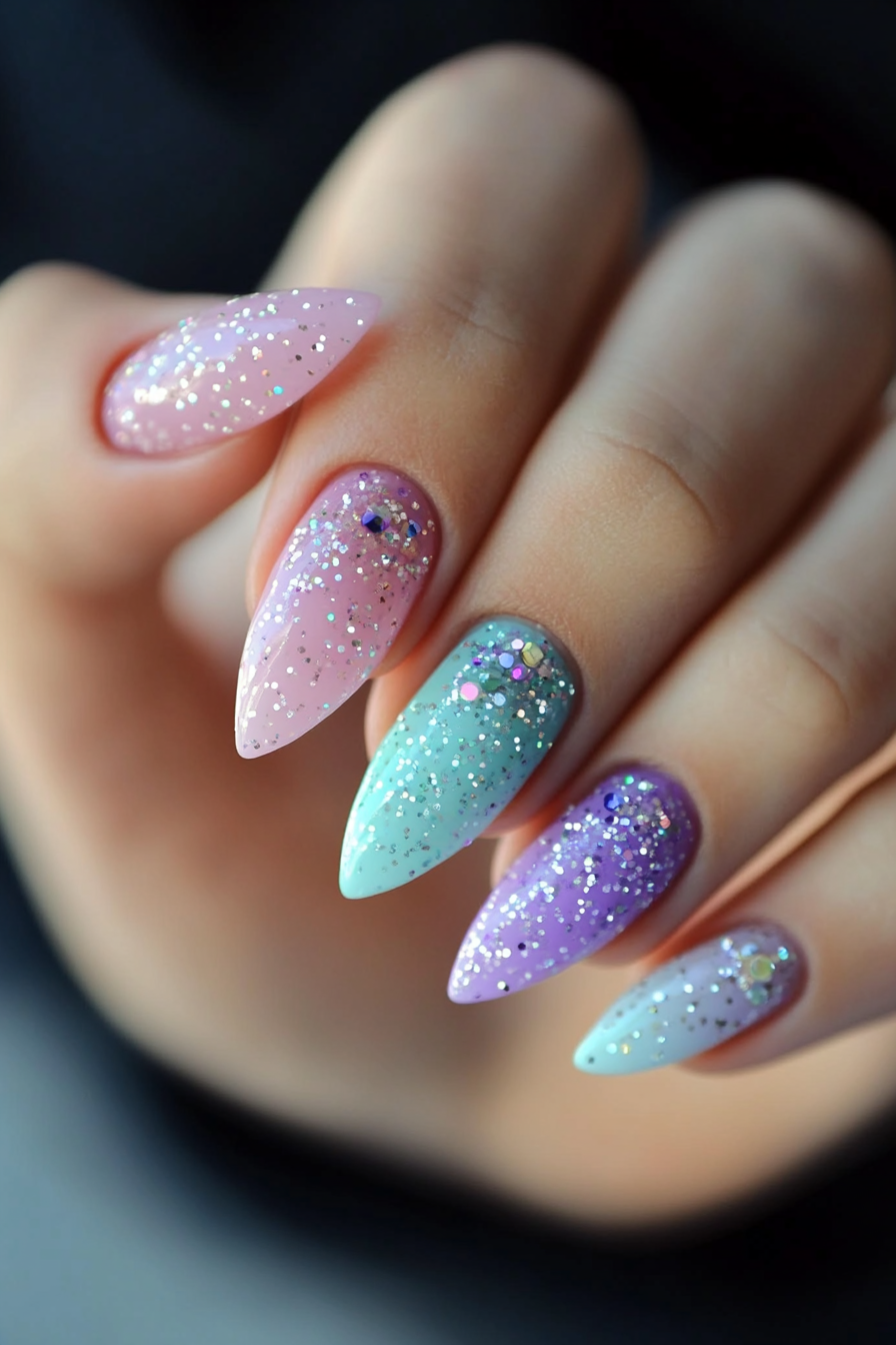 21. Pastel Perfection (Sparkly Nail Design Ideas) - Sparkly Nail Design Ideas
