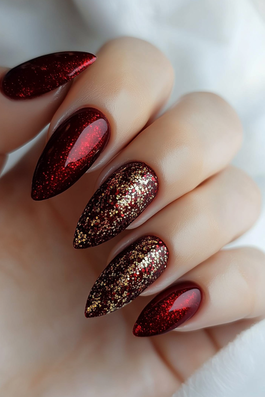 22. Ruby Radiance (Sparkly Nail Design Ideas) - Sparkly Nail Design Ideas