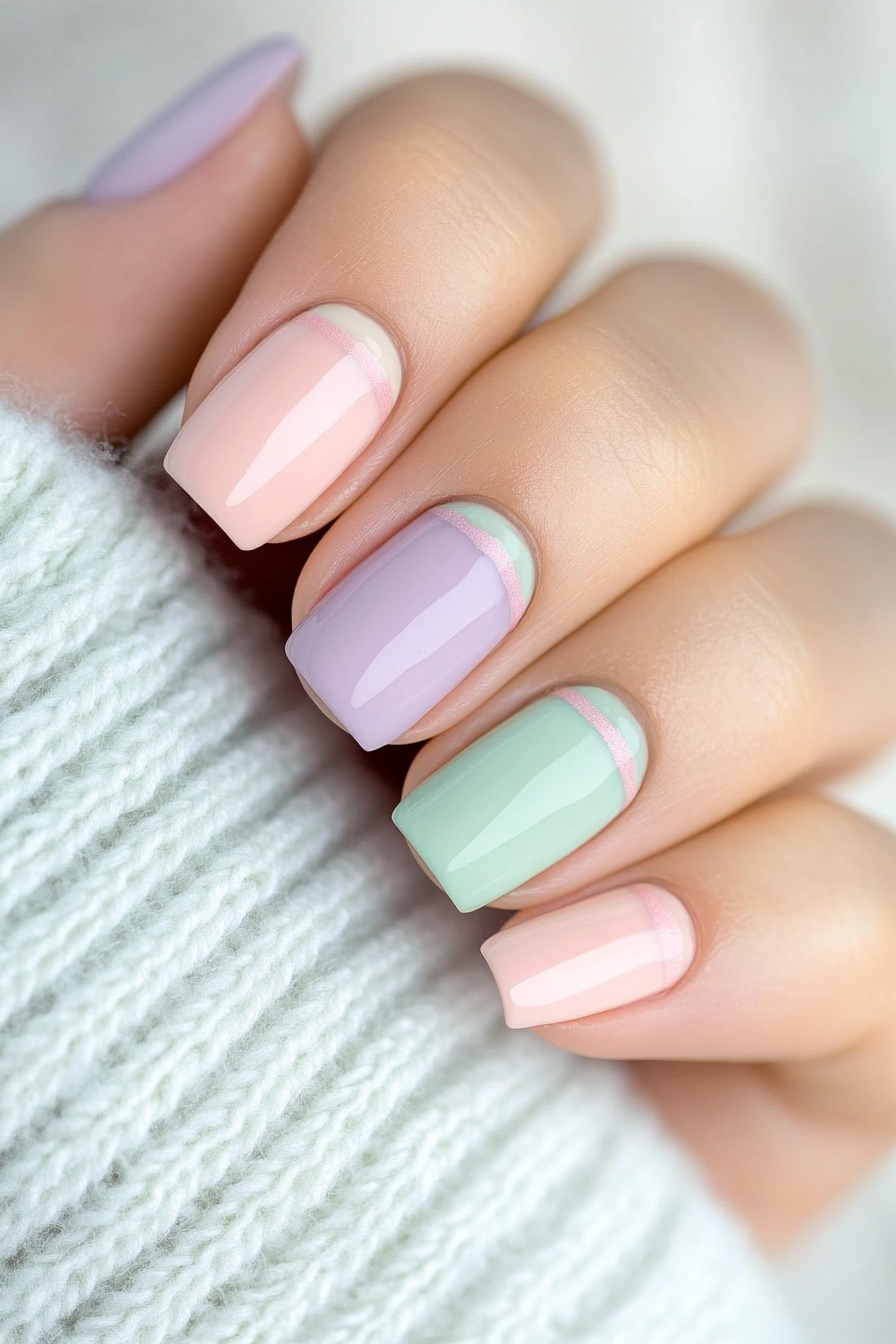 4. Muted Pastel Stripes (Trendy Simple Nail Design Ideas) - Trendy Simple Nail Design Ideas