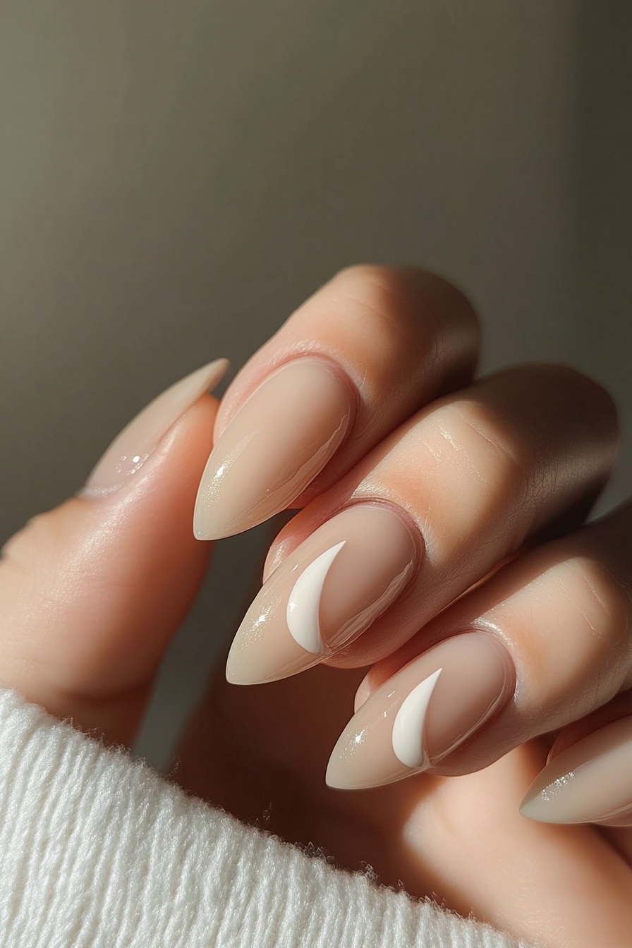 6. Simple Moon Design (Trendy Simple Nail Design Ideas) - Trendy Simple Nail Design Ideas