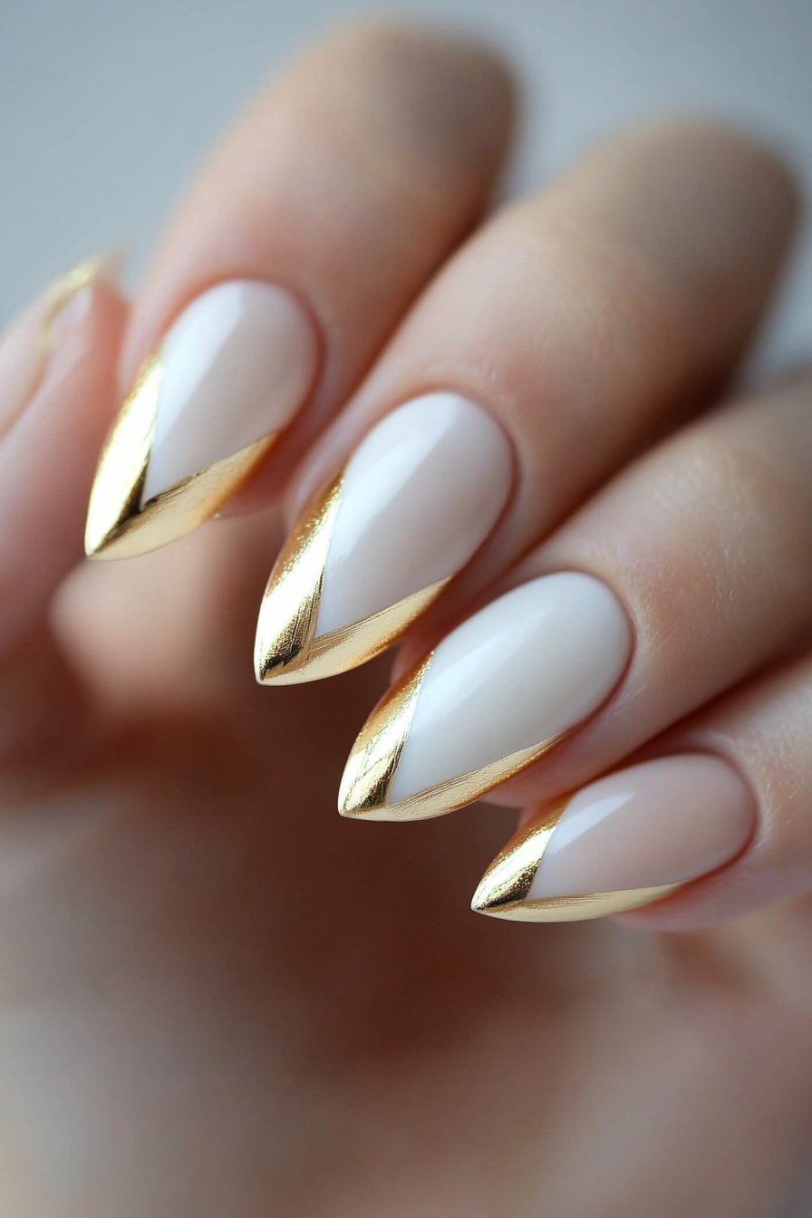 9. Delicate Gold Foil (Trendy Simple Nail Design Ideas) - Trendy Simple Nail Design Ideas