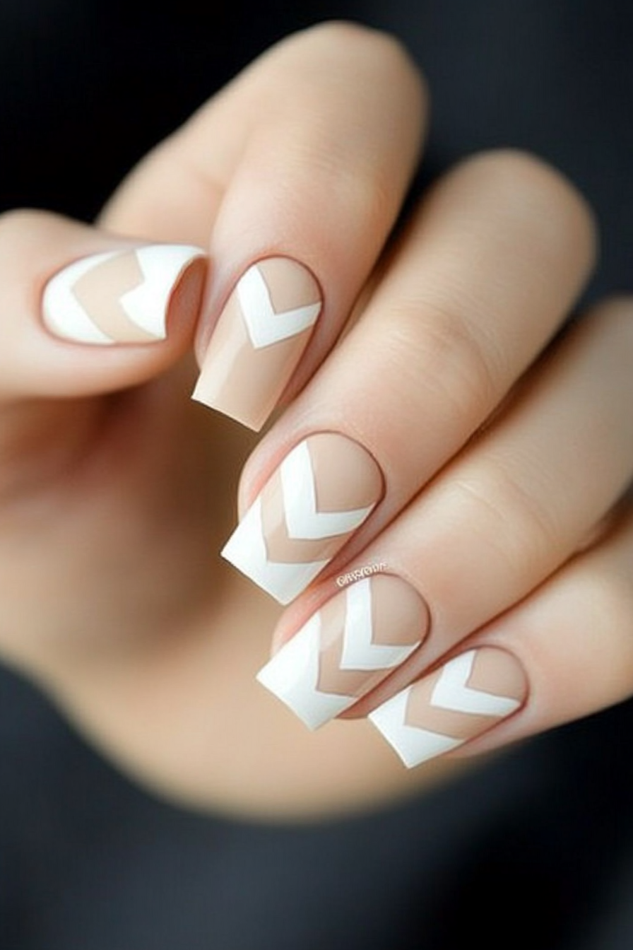 10. White Chevron Tips (Trendy Simple Nail Design Ideas) - Trendy Simple Nail Design Ideas
