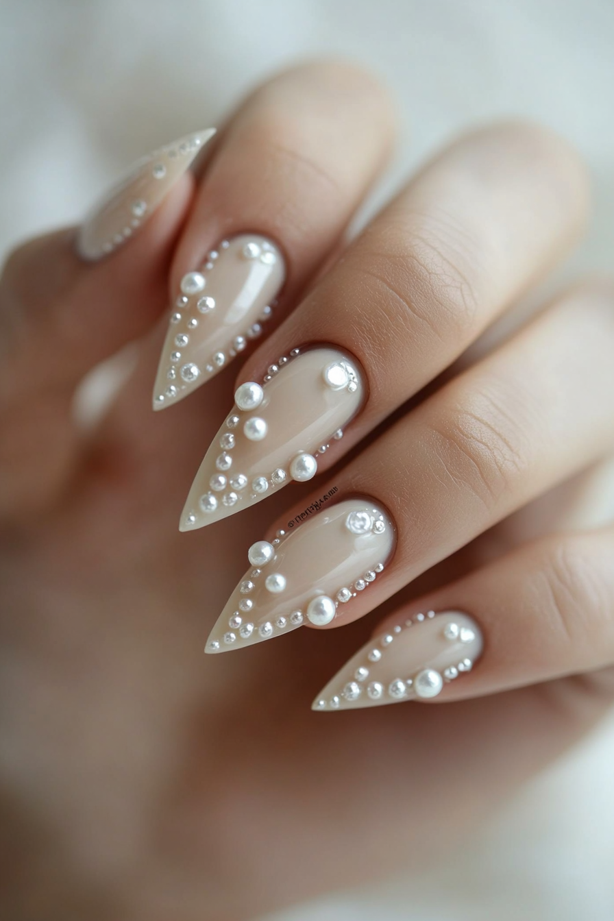 12. Pearl Accent (Trendy Simple Nail Design Ideas) - Trendy Simple Nail Design Ideas