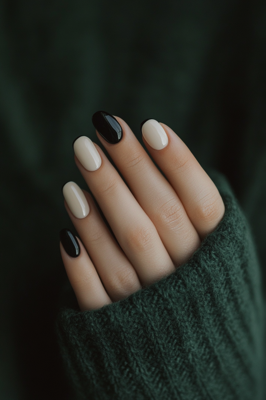 15. Black and White Minimalism (Trendy Simple Nail Design Ideas) - Trendy Simple Nail Design Ideas