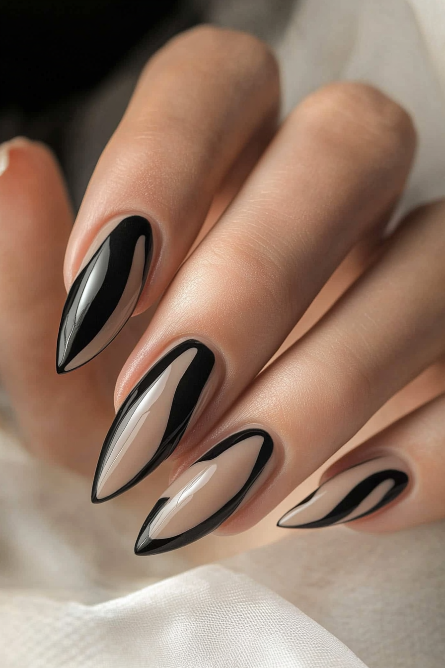 18. Matte Black Details (Trendy Simple Nail Design Ideas) - Trendy Simple Nail Design Ideas