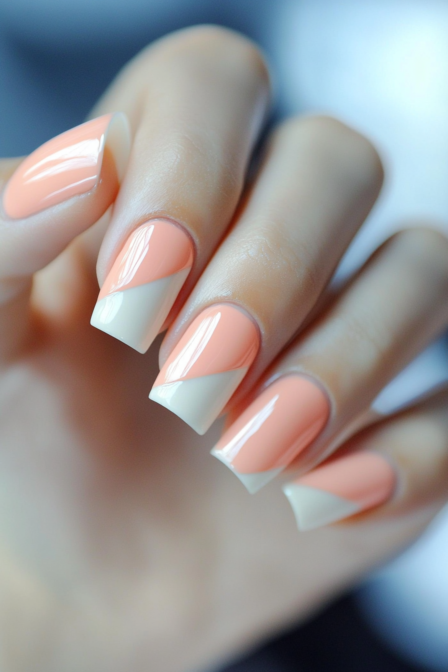 24. Diagonal Color Block (Trendy Simple Nail Design Ideas) - Trendy Simple Nail Design Ideas