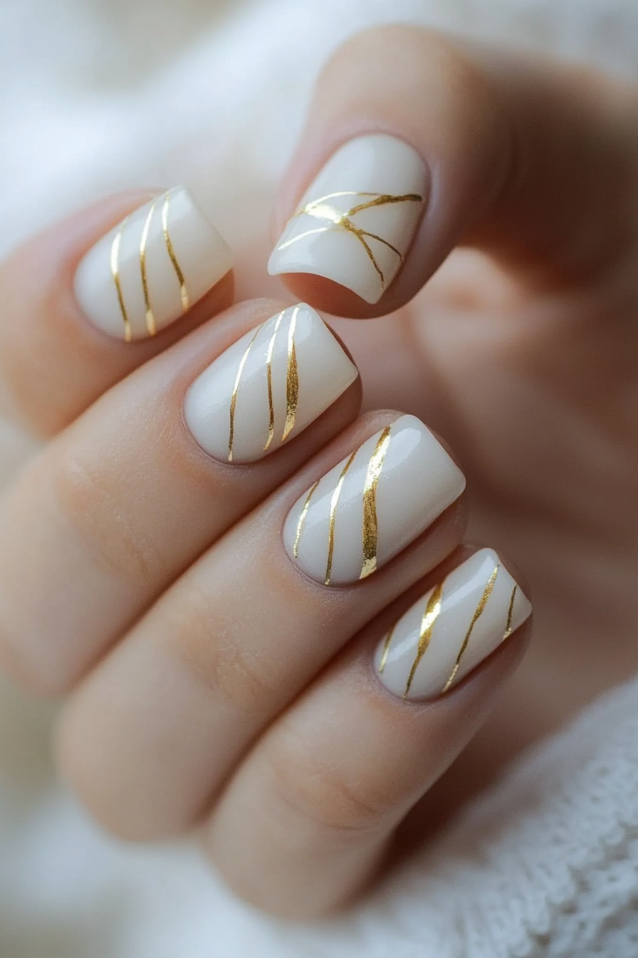 27. Tiny Gold Lines (Trendy Simple Nail Design Ideas) - Trendy Simple Nail Design Ideas