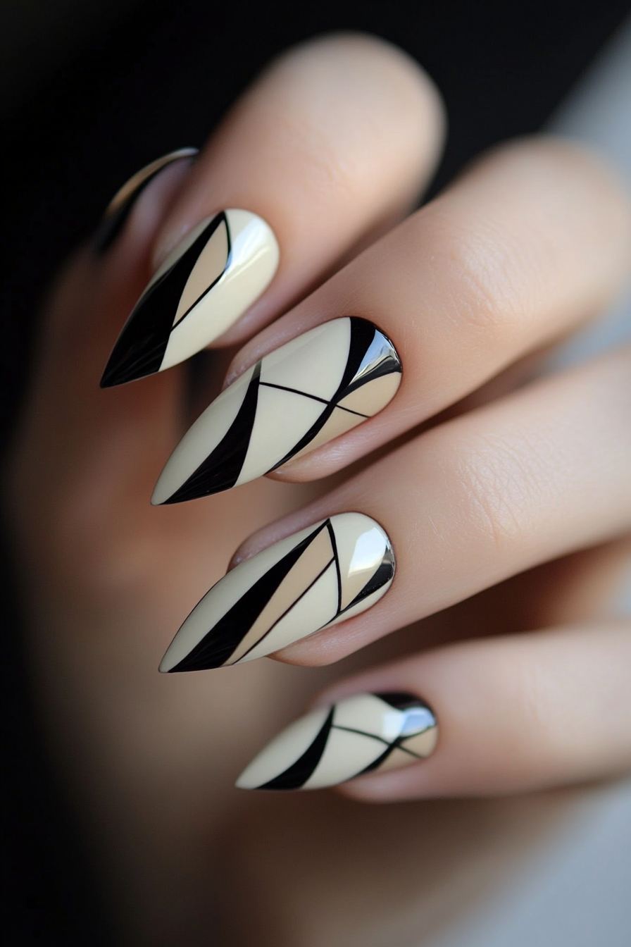 1. Geometric Elegance (Unique Nail Design Ideas) - Unique Nail Design Ideas