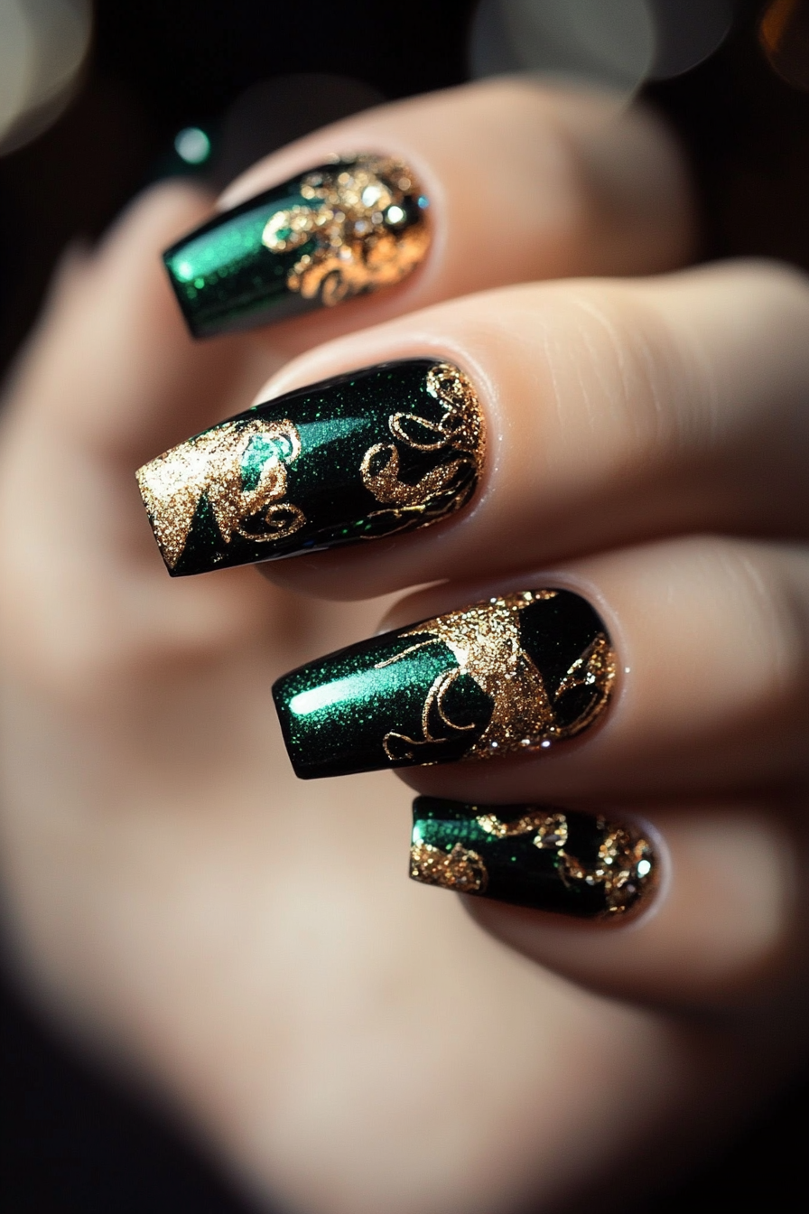 2. Metallic Magic (Unique Nail Design Ideas) - Unique Nail Design Ideas