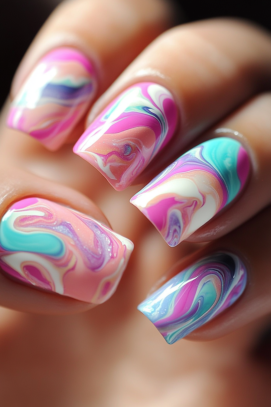 3. Marbled Charm (Unique Nail Design Ideas) - Unique Nail Design Ideas