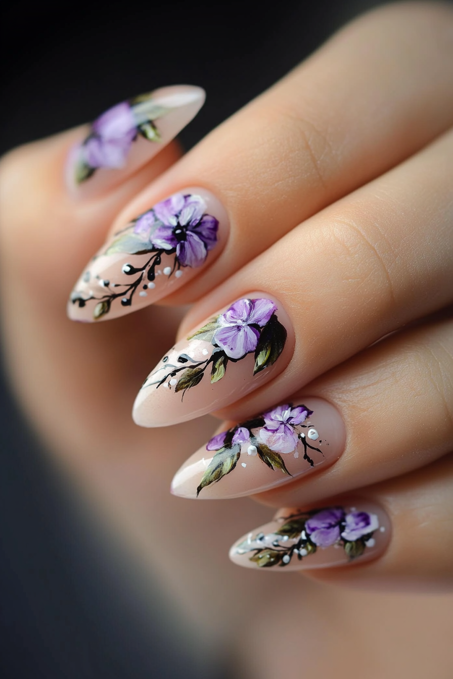 7. Floral Fantasy (Unique Nail Design Ideas) - Unique Nail Design Ideas