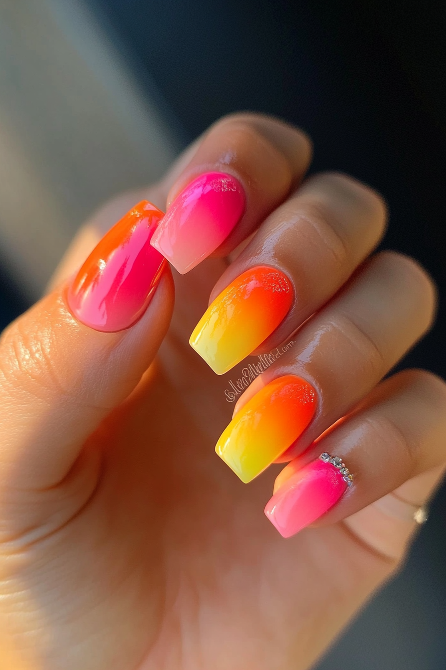 8. Sunset Ombre (Unique Nail Design Ideas) - Unique Nail Design Ideas