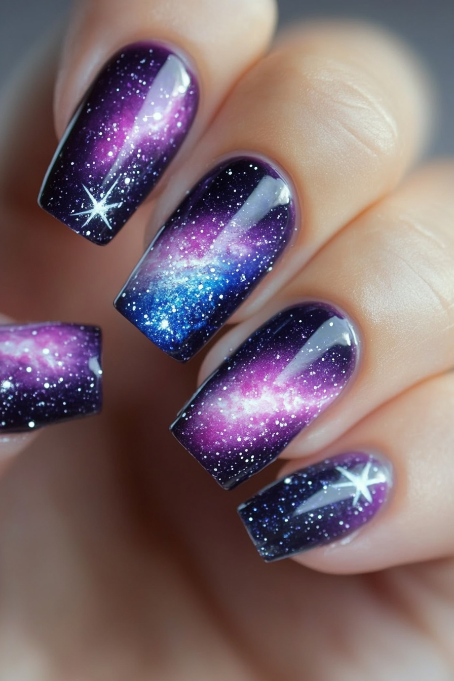 9. Galaxy Glam (Unique Nail Design Ideas) - Unique Nail Design Ideas