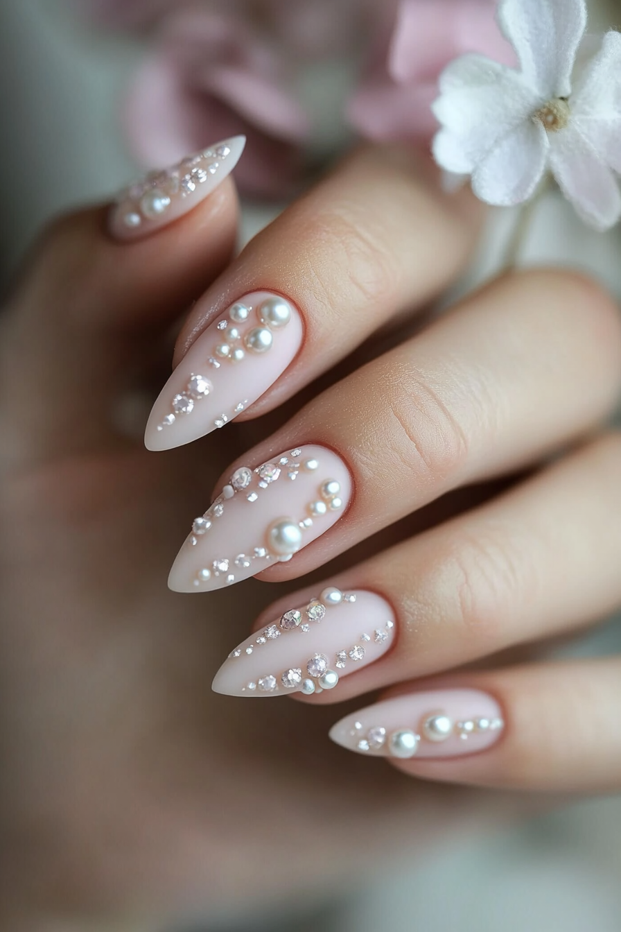 14. Pearl Accents (Unique Nail Design Ideas) - Unique Nail Design Ideas
