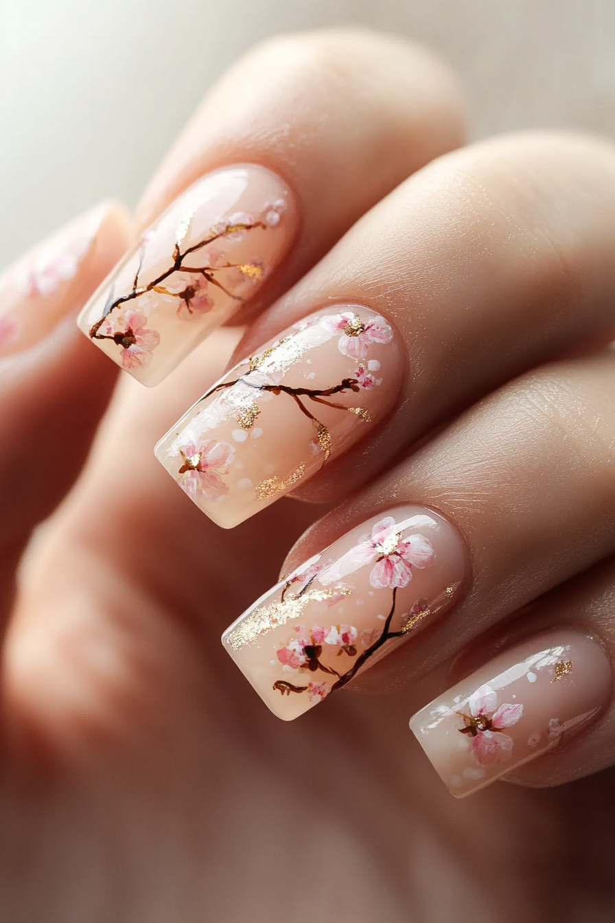 16. Cherry Blossom Dream (Unique Nail Design Ideas) - Unique Nail Design Ideas