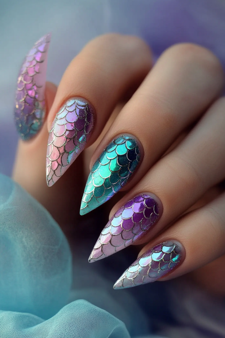 18. Mermaid Scales (Unique Nail Design Ideas) - Unique Nail Design Ideas
