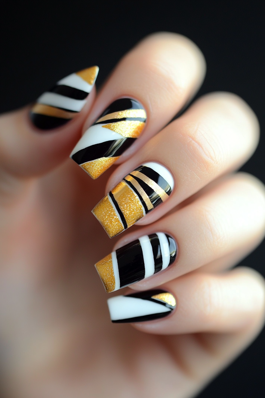 21. Bold Stripes (Unique Nail Design Ideas) - Unique Nail Design Ideas