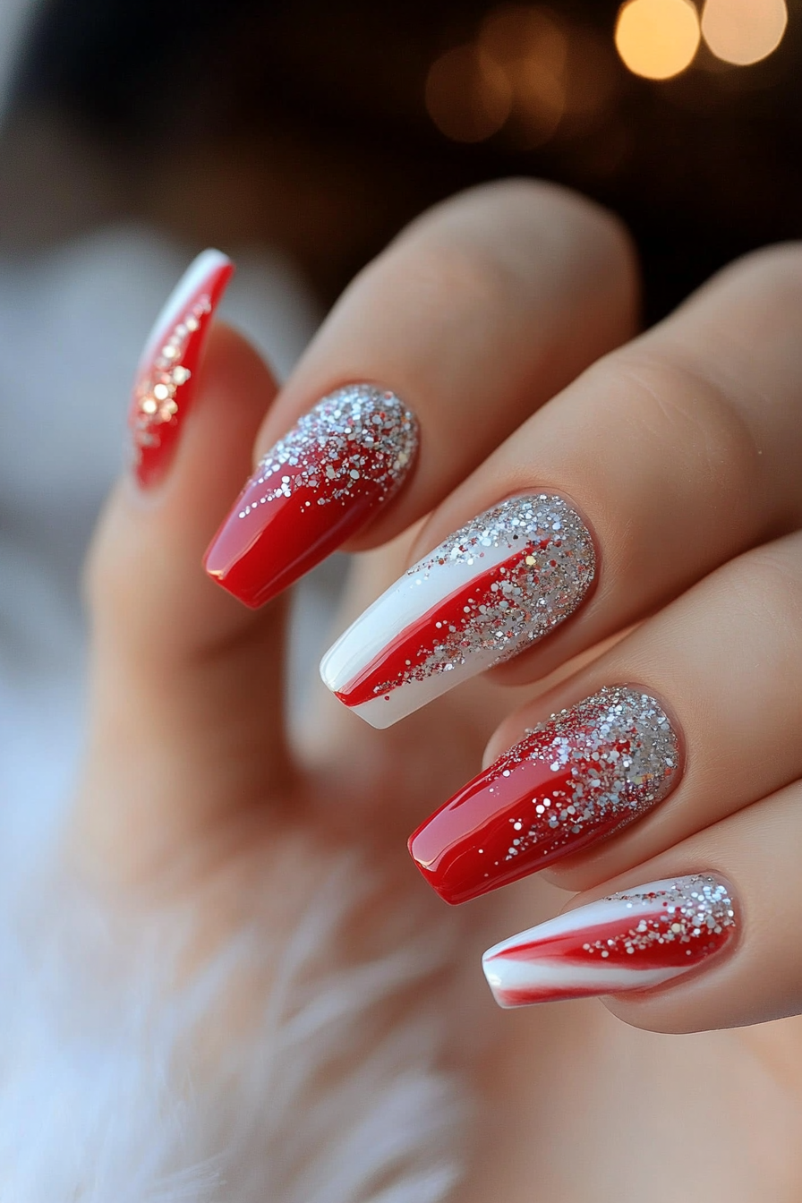 7. Red, White & Glitter (4Th Of July Nail Design Ideas) - 4Th Of July Nail Design Ideas