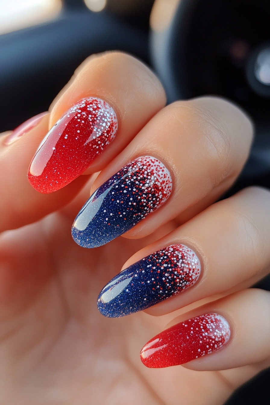 13. Sparkling Stripes (4Th Of July Nail Design Ideas) - 4Th Of July Nail Design Ideas