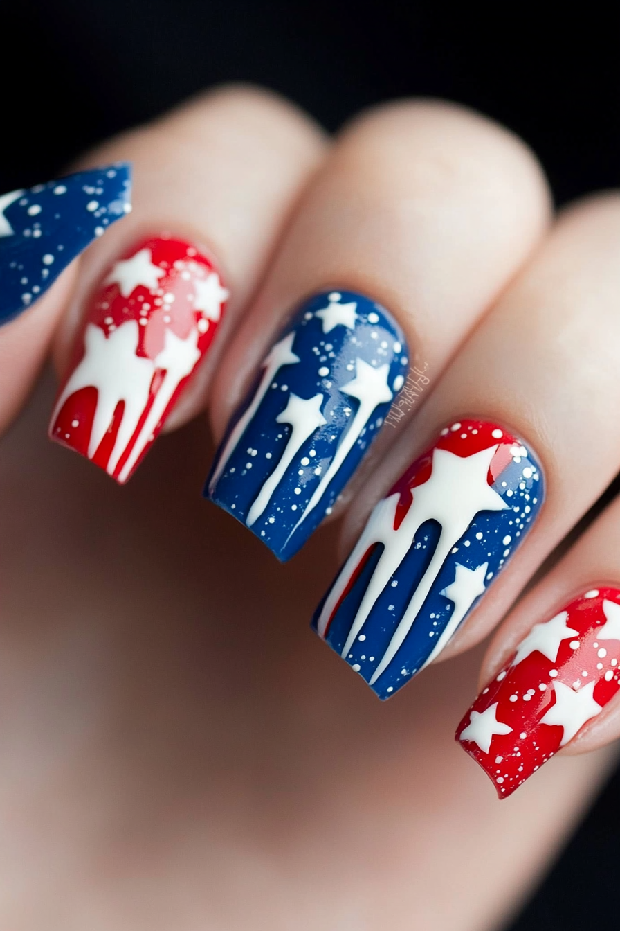 20. American Flag Drips (4Th Of July Nail Design Ideas) - 4Th Of July Nail Design Ideas