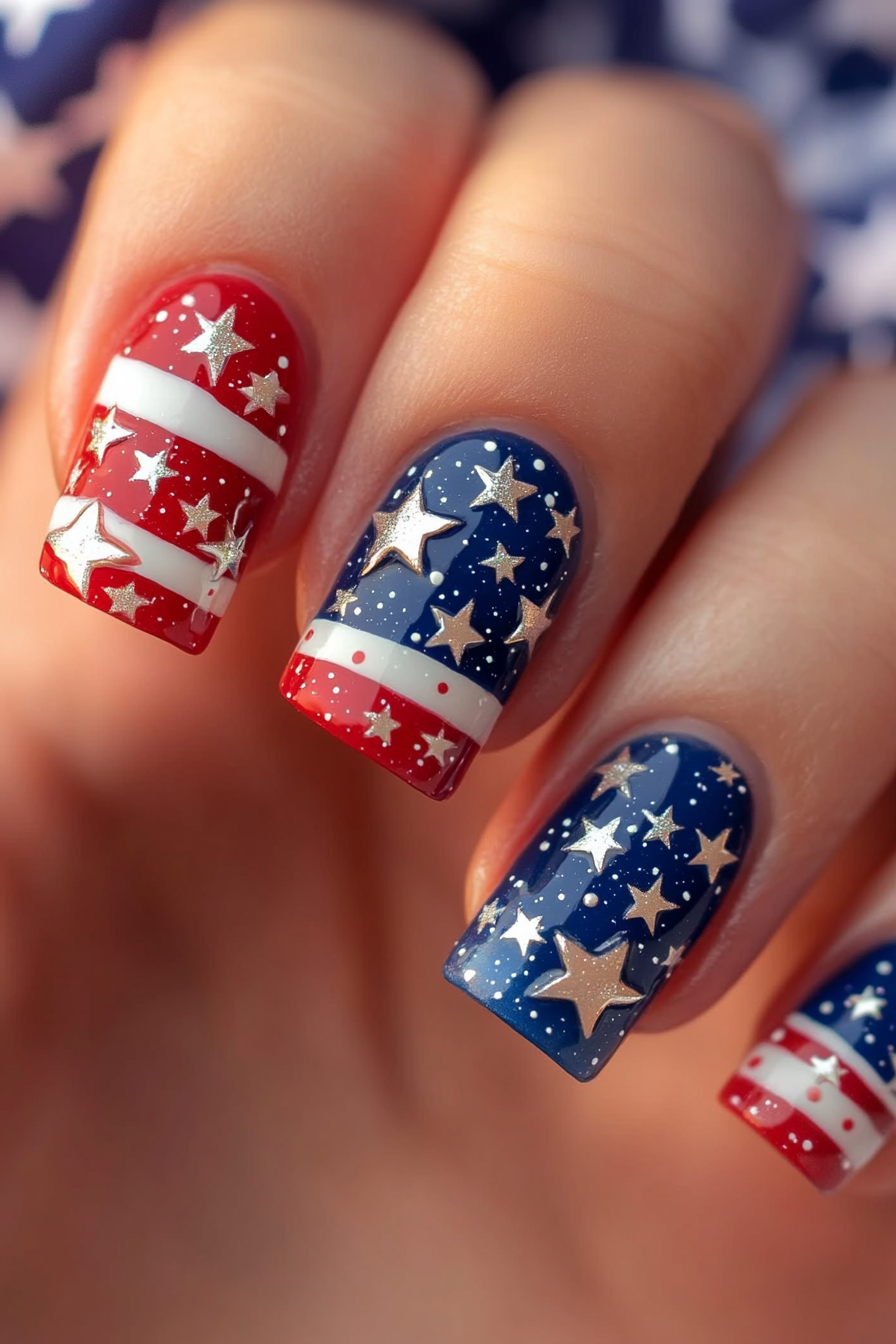25. Classic Stars (4Th Of July Nail Design Ideas) - 4Th Of July Nail Design Ideas