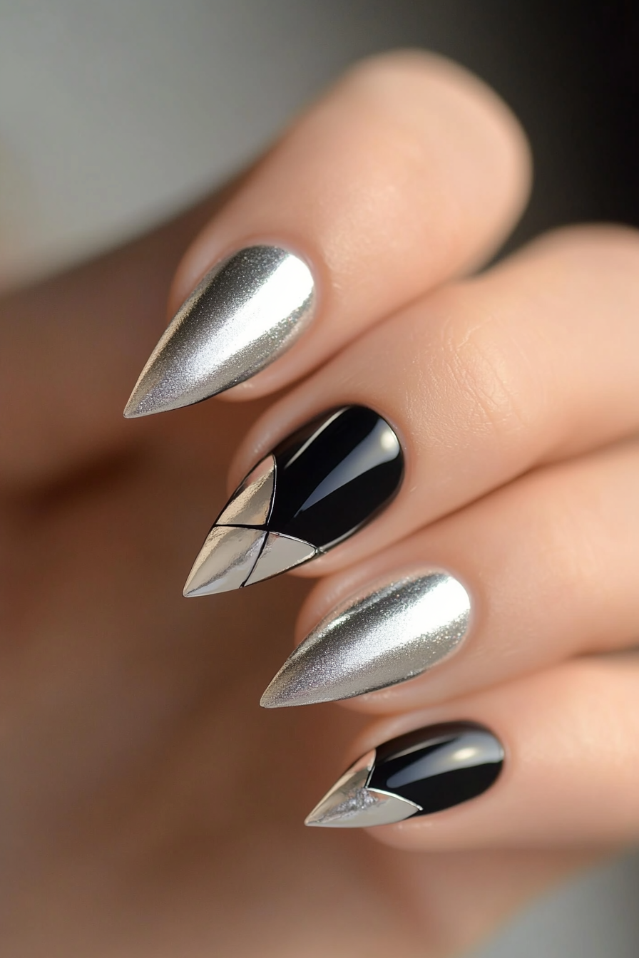 2. Silver Tips French Manicure (Black And Silver Nail Design Ideas) - Black And Silver Nail Design Ideas