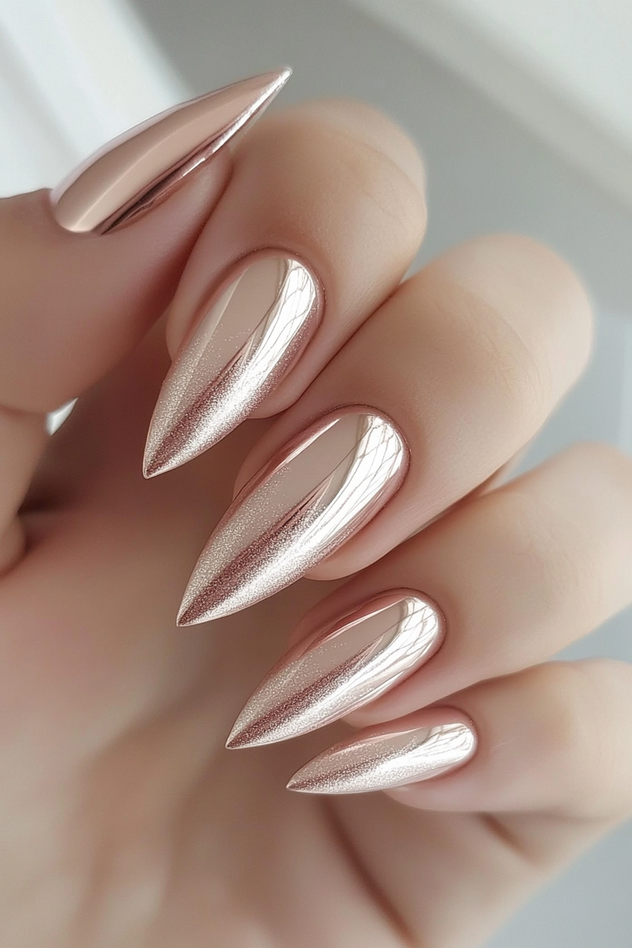 5. Rose Gold Shimmer (Cat Eye Nail Design Ideas) - Cat Eye Nail Design Ideas