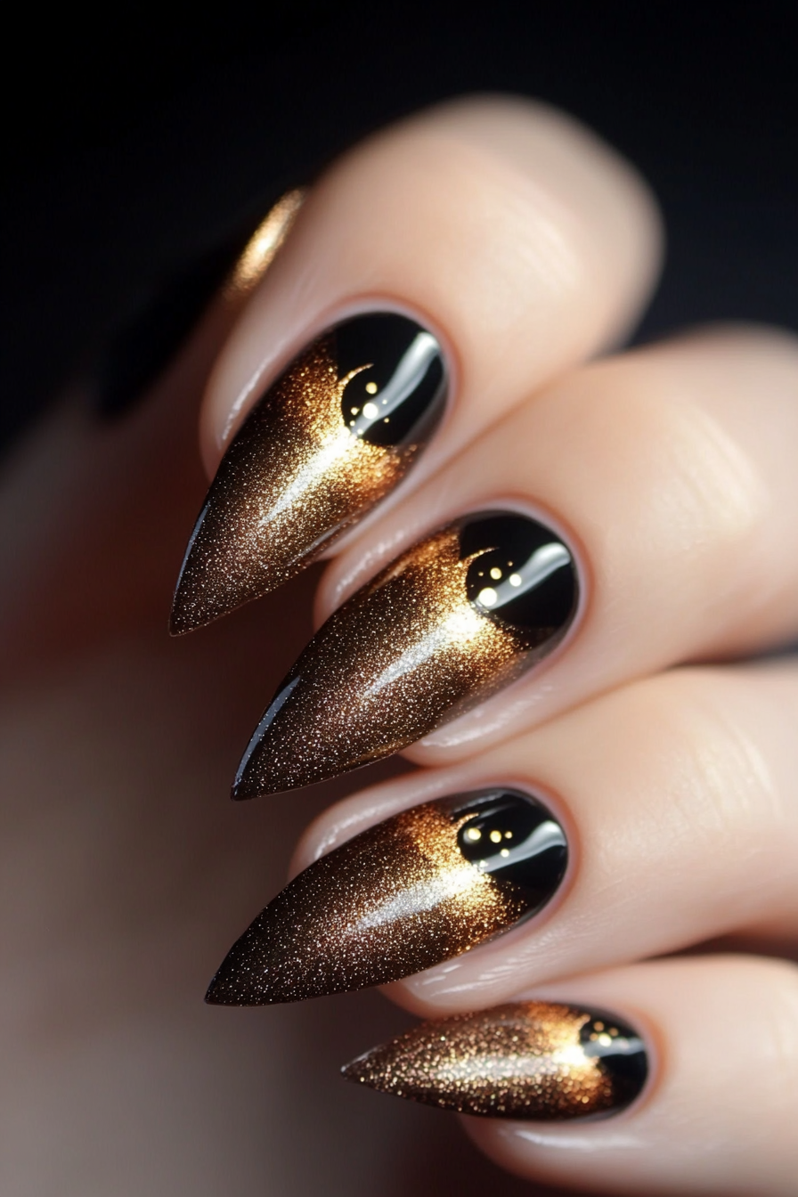 9. Copper Sparkle (Cat Eye Nail Design Ideas) - Cat Eye Nail Design Ideas