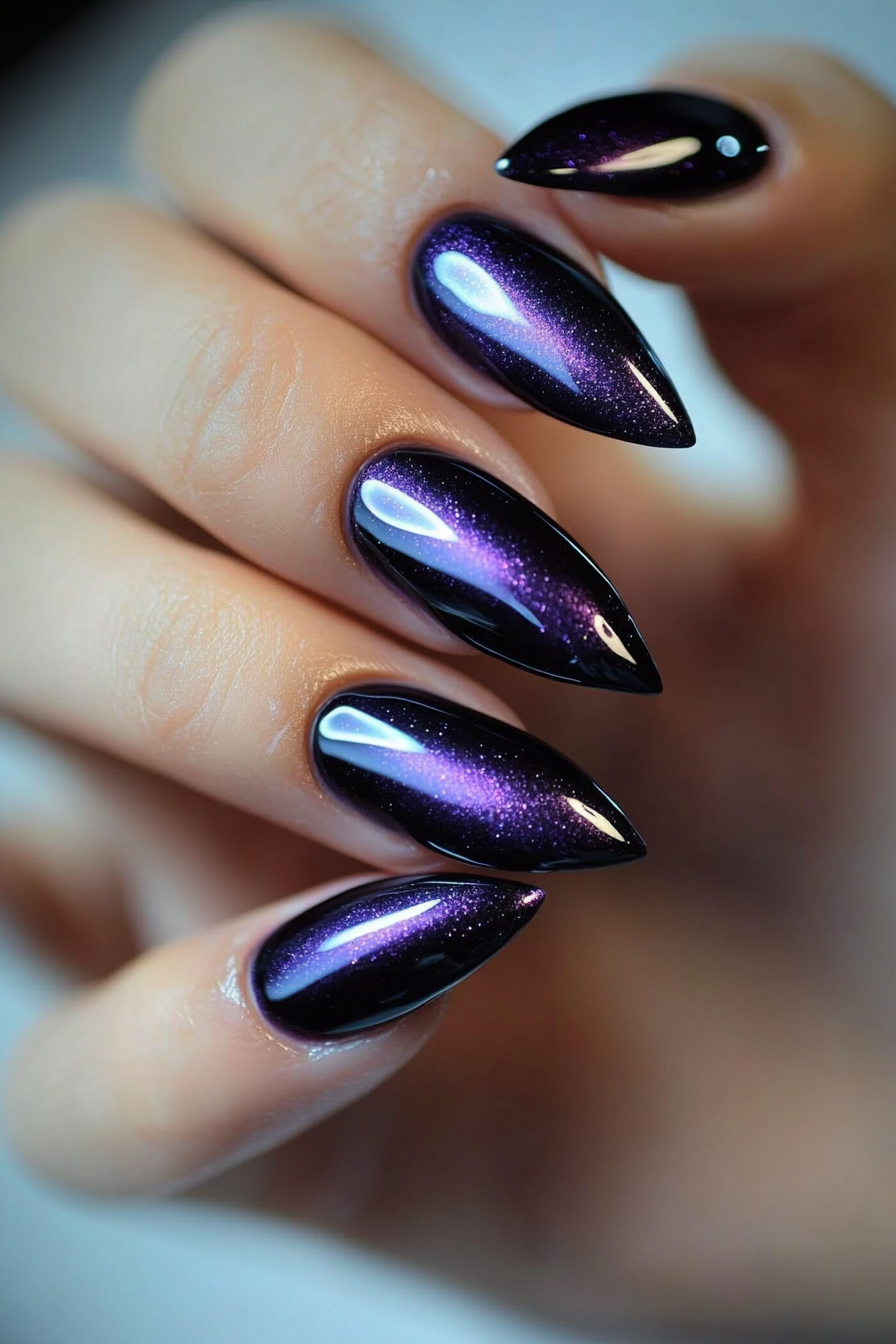 16. Violet Wave (Cat Eye Nail Design Ideas) - Cat Eye Nail Design Ideas