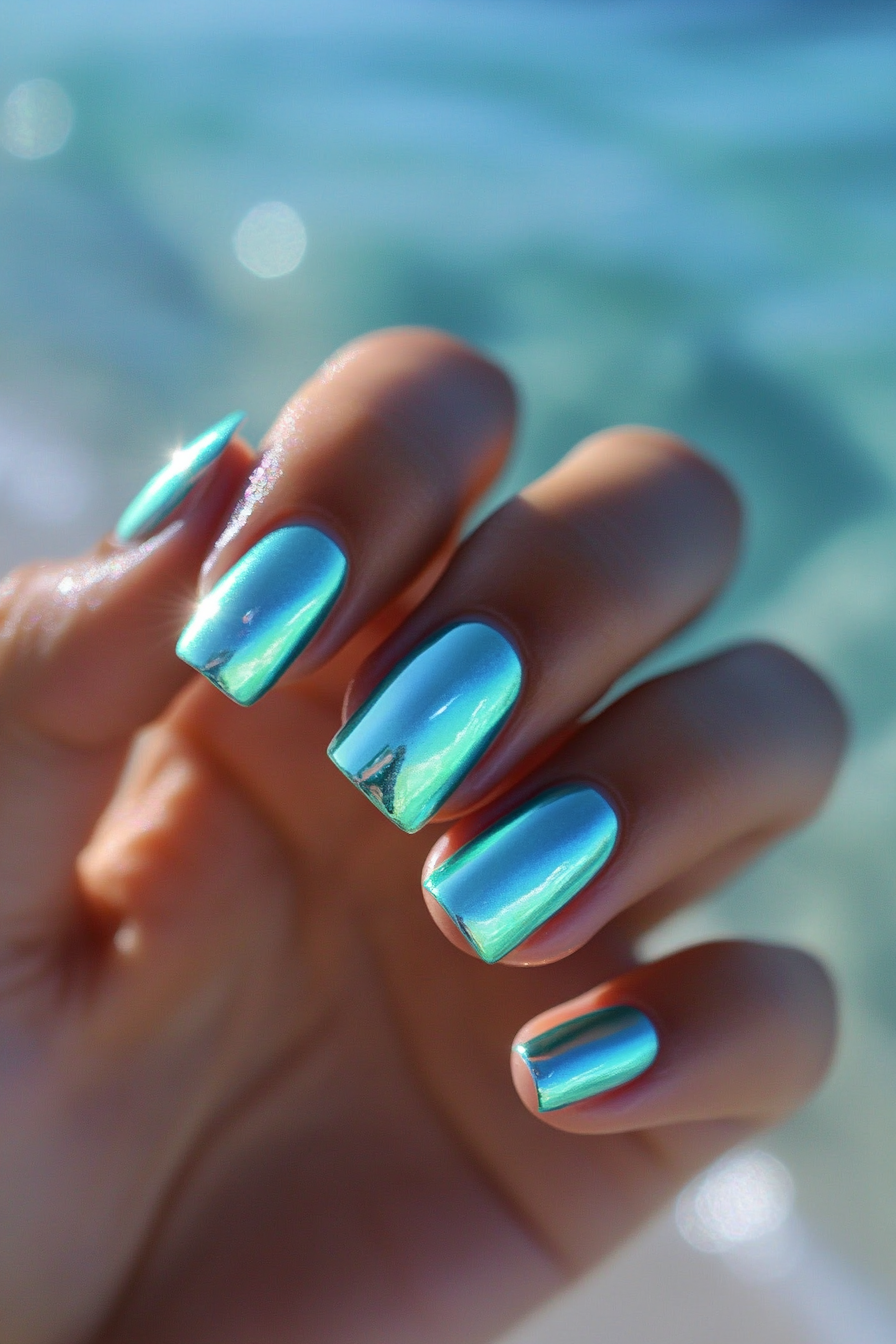 17. Turquoise Dream (Cat Eye Nail Design Ideas) - Cat Eye Nail Design Ideas