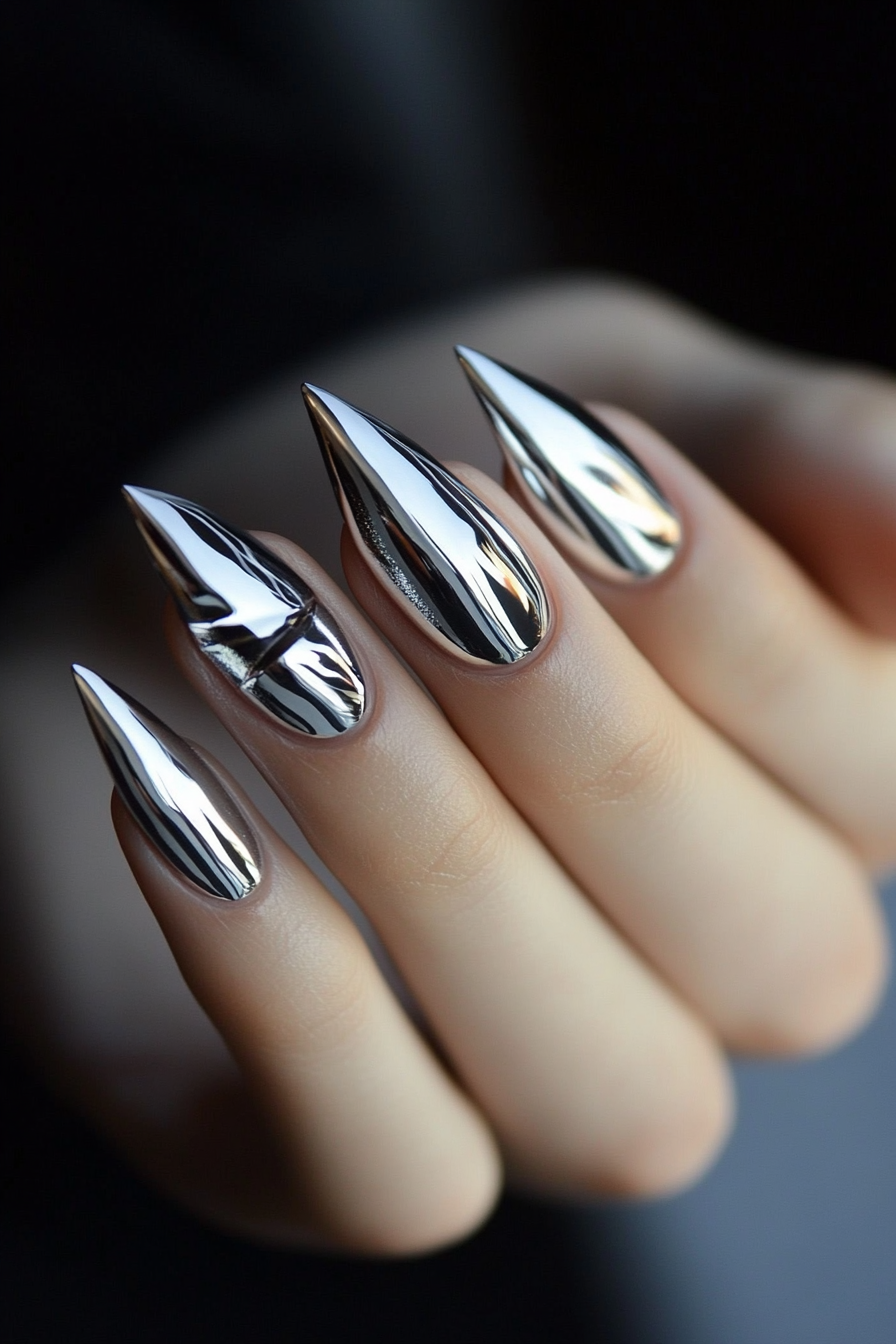 18. Silver Streaks (Cat Eye Nail Design Ideas) - Cat Eye Nail Design Ideas