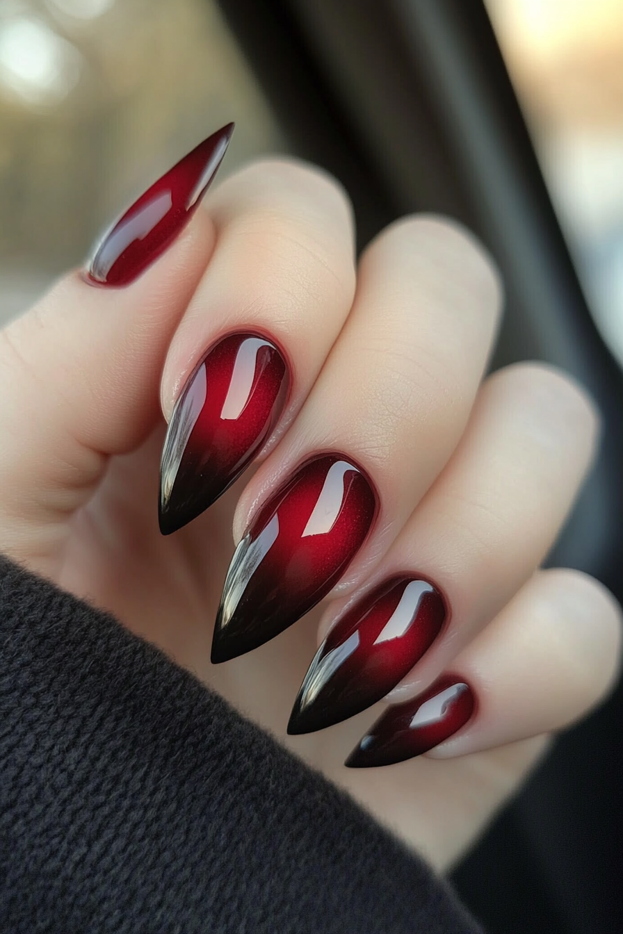 19. Crimson Chic (Cat Eye Nail Design Ideas) - Cat Eye Nail Design Ideas