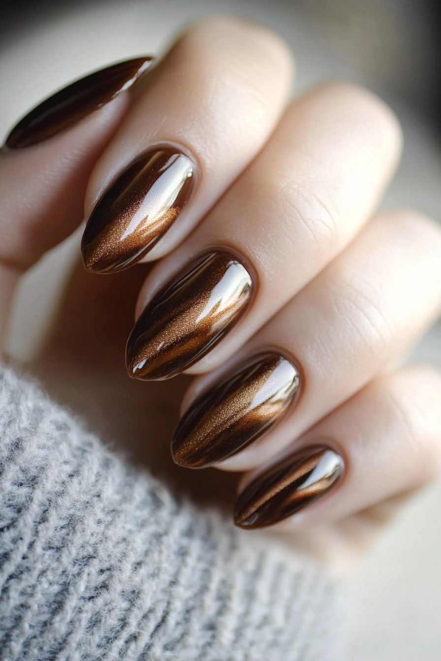 23. Cocoa Coffee Dream (Cat Eye Nail Design Ideas) - Cat Eye Nail Design Ideas