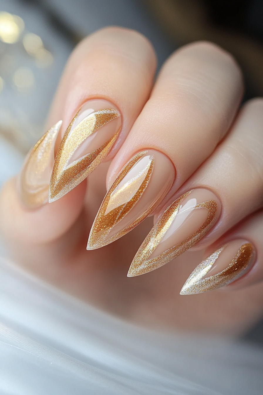 25. Glistening Amber (Cat Eye Nail Design Ideas) - Cat Eye Nail Design Ideas